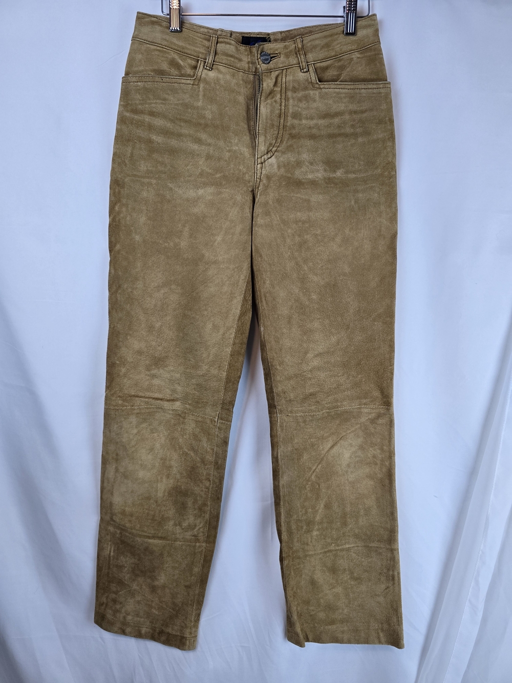 Jou Jou Suede Straight-Leg Pants in Tan